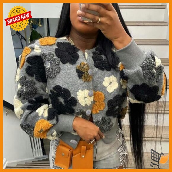 Cropped Floral Shacket Bomber Jacket Women's Long Sleeve - Picture 4 of 8